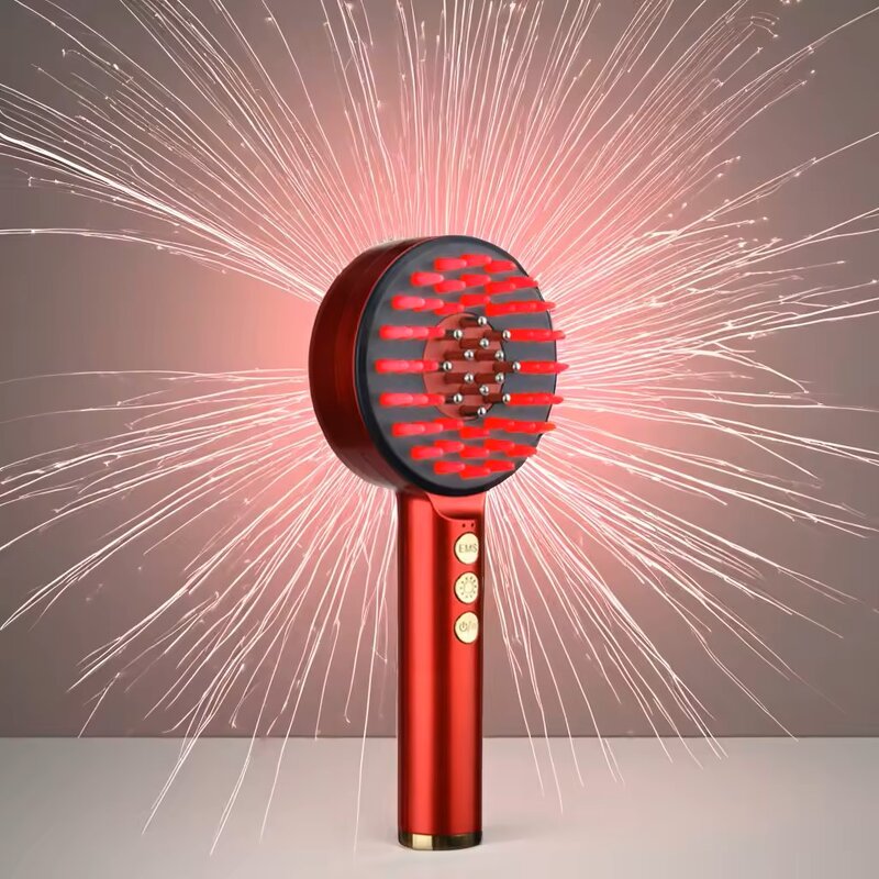 Electric Scalp Comb - Organic Red Blue Light EMS Essential Oil Guide Hair Growth Anti-Loss