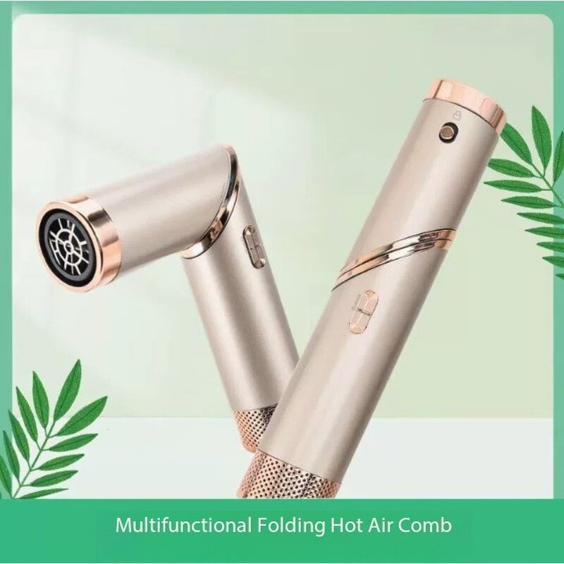 Five-in-One Hair Care Tool - Folding Hair Dryer Hot Air Comb Brushless Curling Iron