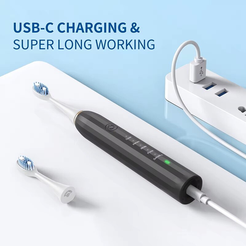 Sonic Electric Toothbrush - Fully Automatic Adult Soft Bristles Portable Rechargeable Home