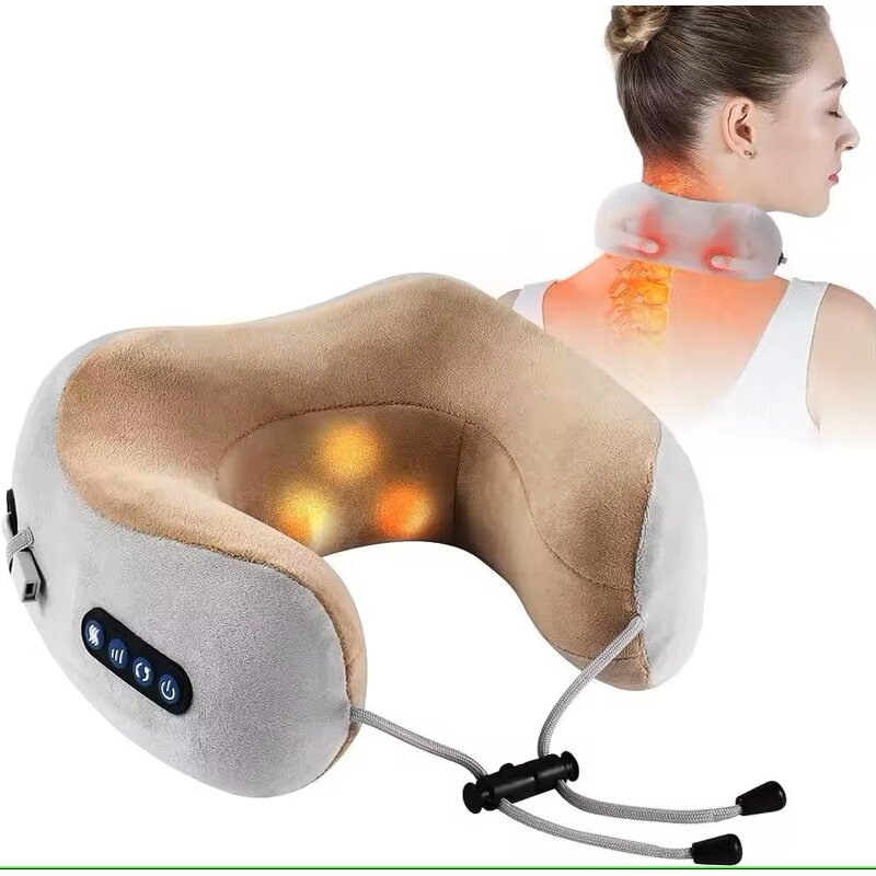 U-shaped Neck Massager - 4 Key Memory Foam Electric Vibrating Infrared Physiotherapy Home