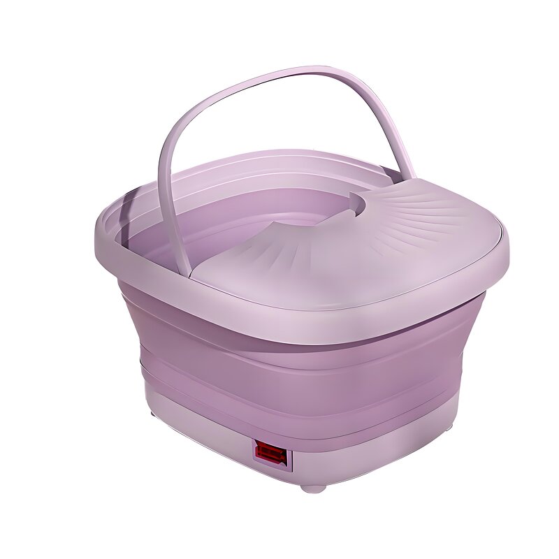 Purple Foot Spa Tub - Portable Foldable Constant Temperature Heating Roller Bubble Relax