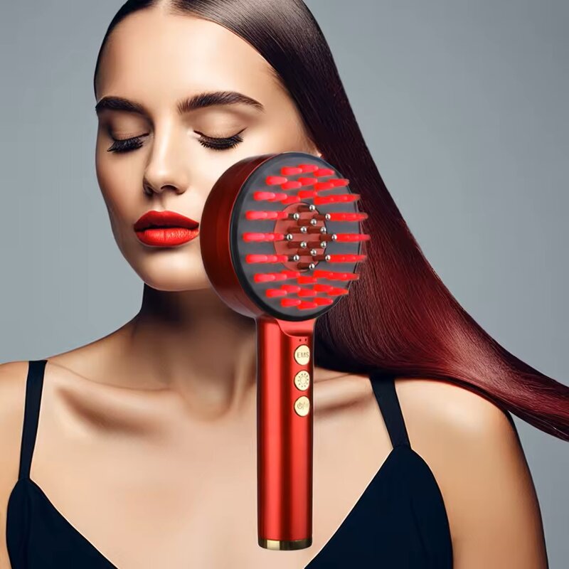 Electric Scalp Comb - Organic Red Blue Light EMS Essential Oil Guide Hair Growth Anti-Loss