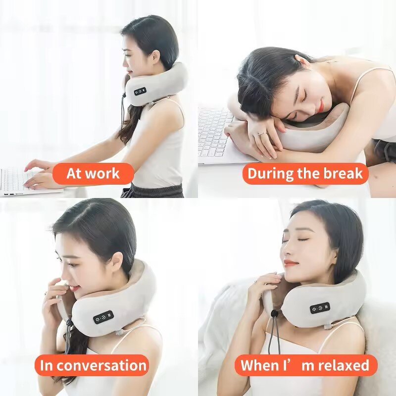 U-Shaped Back Massager - 3KEY Electric Vibrating Cervical Pillow Home Travel Neck Care