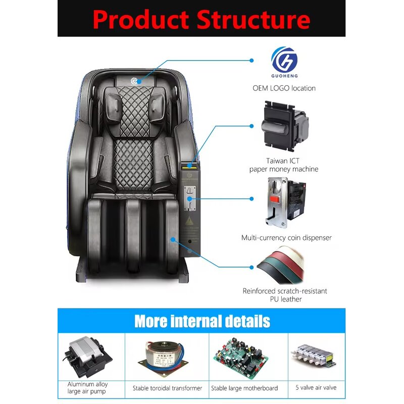 Commercial Massage Chair Manufacturer - Full Body Cheap with Coin Box Credit Card Operated