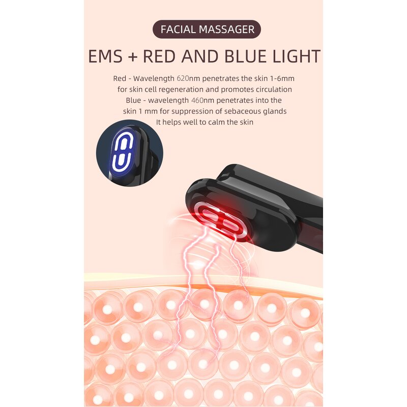 Red Light Facial Device - Home Use 3 in 1 Face Lift Skin Tightening Lifting Massager
