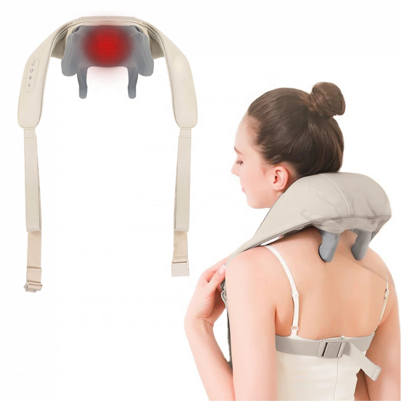 Mini Shiatsu Neck Massager - Heat Deep Tissue Electric Kneading Shoulder Pain Relief