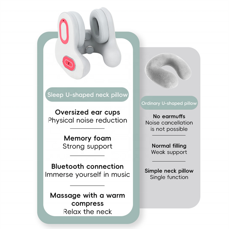 Bluetooth Neck Pillow - Music U Shape Memory Foam Luxury Travel Airplane Rest Cushion