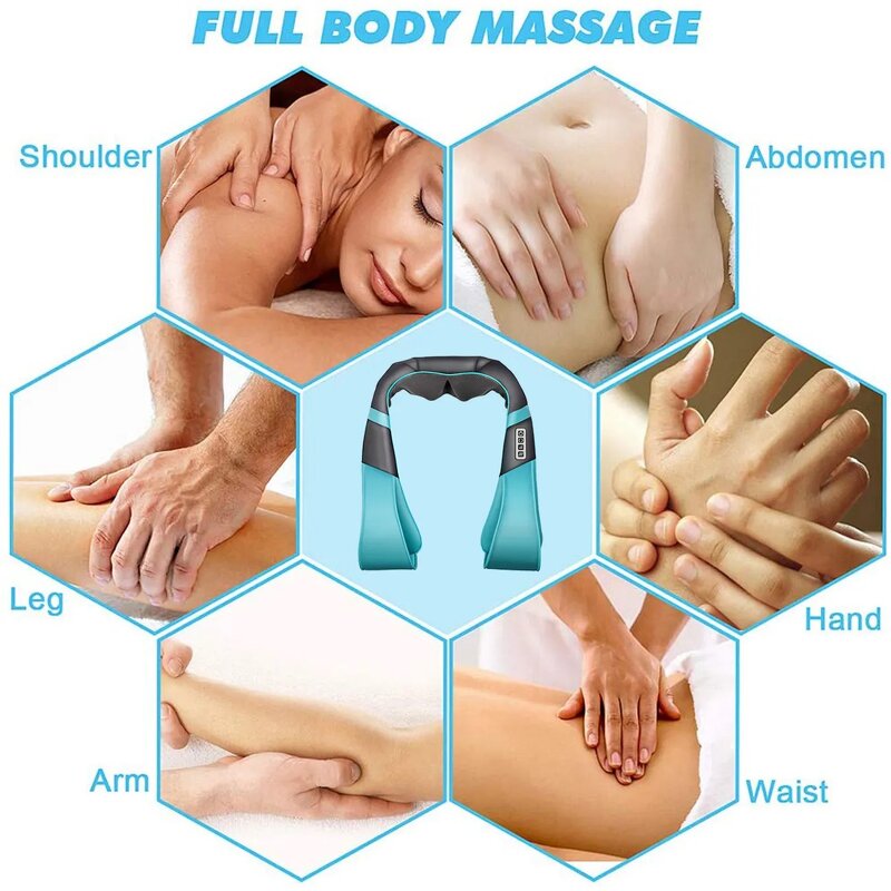 Neck Shoulder Massager - 2025 16 Rounds Rolls Kneading Massage Pillow Relief Tool