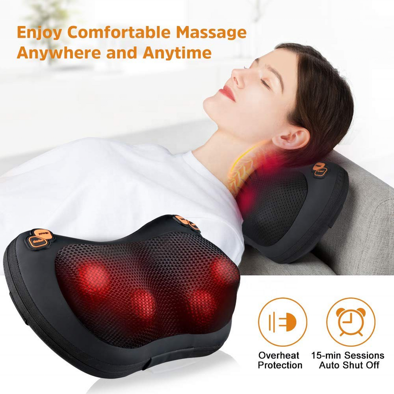 3D Shiatsu Massage Pillow - 2025 CE Rechargeable Wireless Car Body Vibrating Kneading