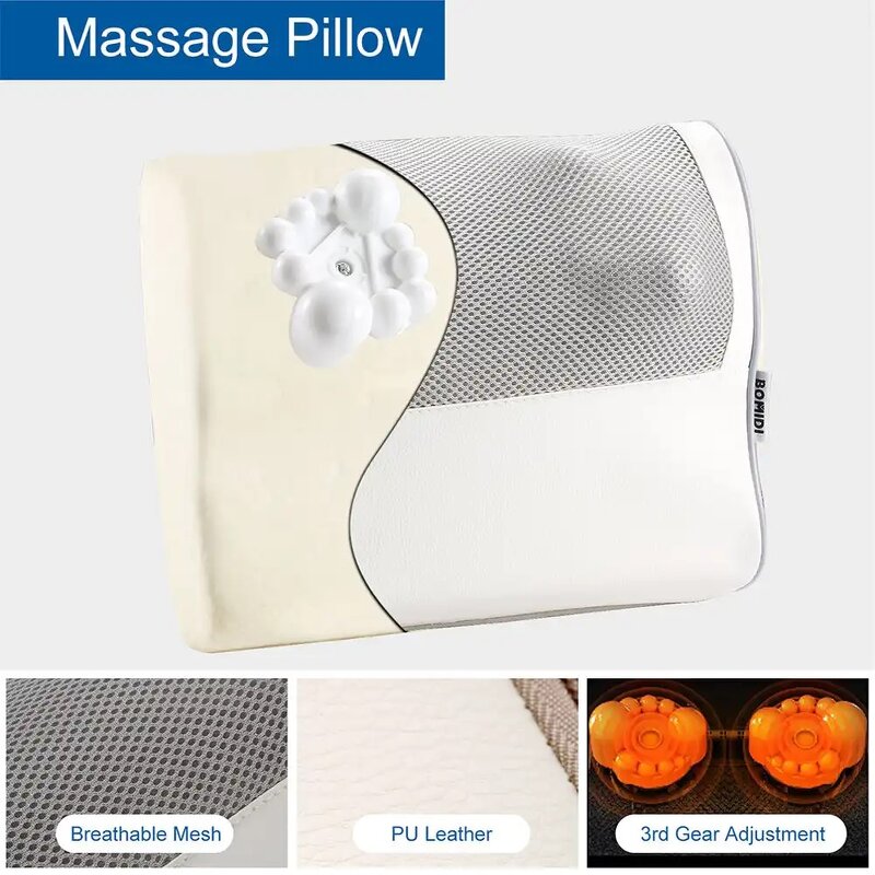 Car Home Back Massager - New Design Shiastu Vibrating Heating Electric Pillow Tool