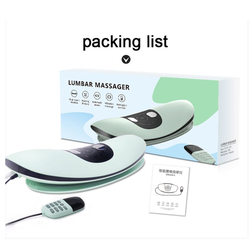 Lumbar Massager - Recharging Pulse Heating Therapy Spine Stiffness Pain Relief