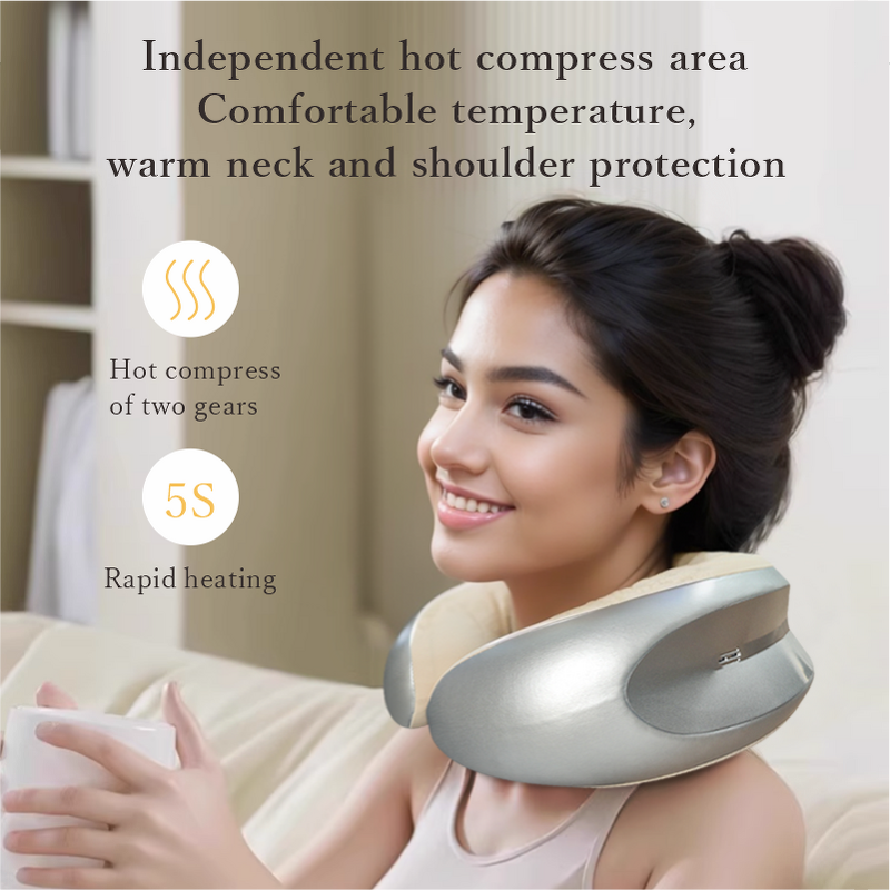 U Shape Inflatable Massager - Travel Shiatsu Kneading Heated 2 Modes Car Home Office
