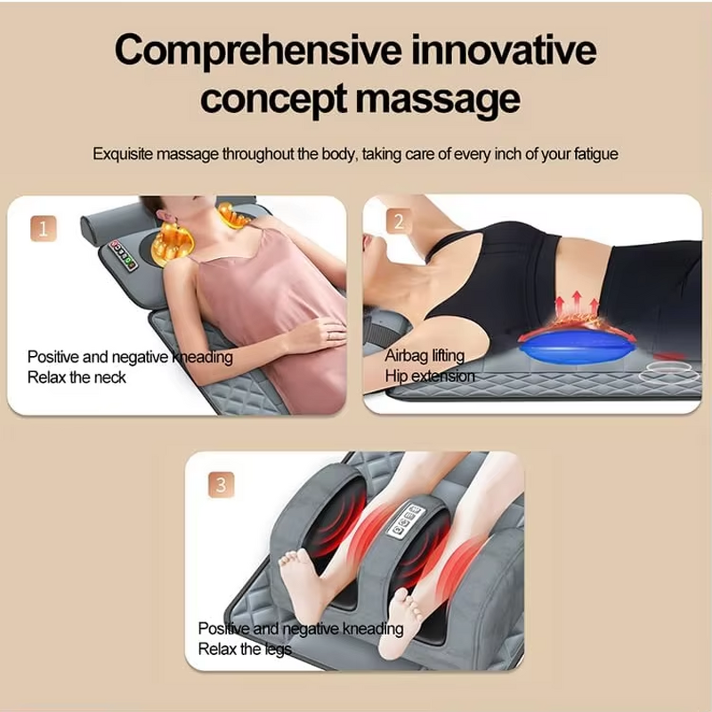 Car Office Seat Massager - Full Body Heat Lower Back Pain Neck Massage Mattress