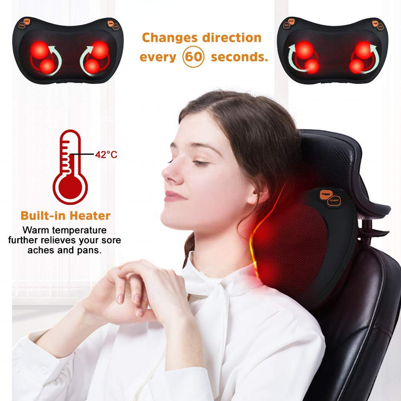 3D Shiatsu Pillow - 2025 CE Rechargeable Wireless Car Body Vibrating Kneading