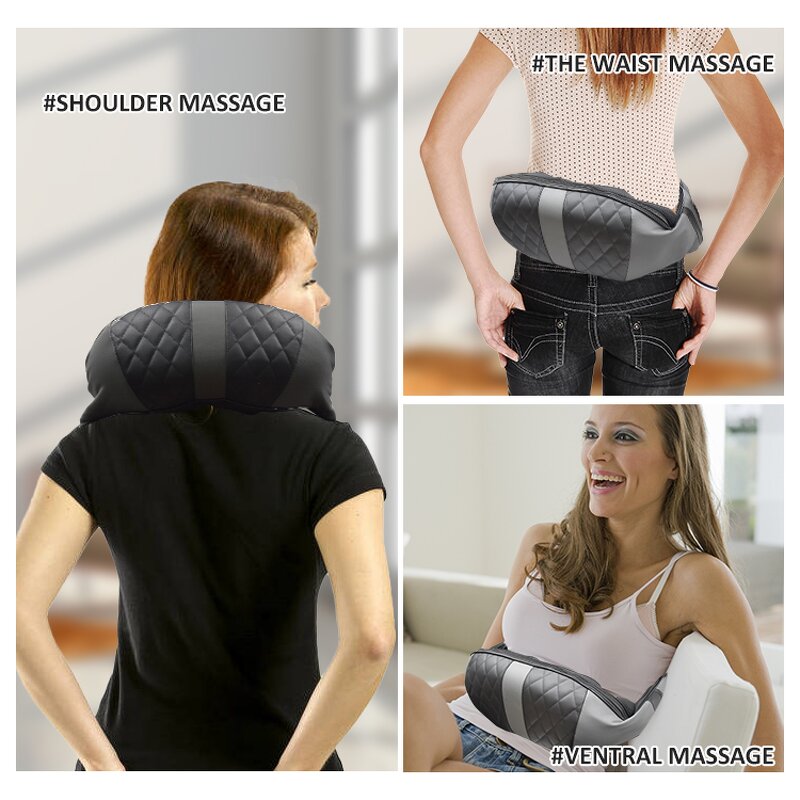 Deep Tissue Neck Massager - Electric Kneading Heating Professional Vibrating Shoulder