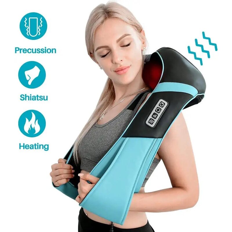 Neck Shoulder Massager - 2025 16 Rounds Rolls Kneading Massage Pillow Relief Tool