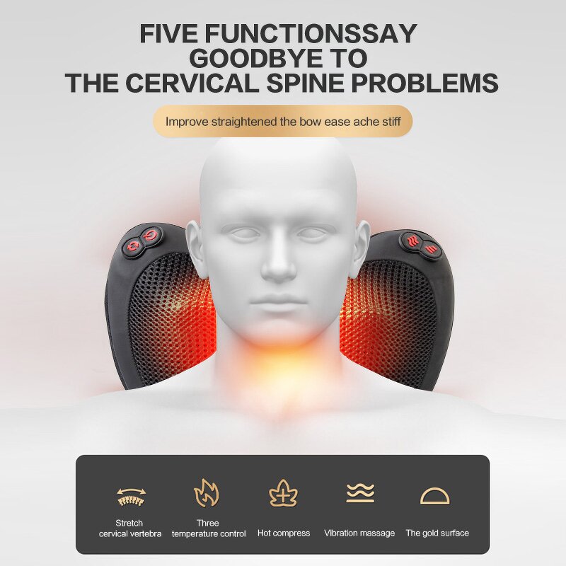 Chiropractic Neck Pillow - 2025 Travel Heat Soft Heating Massage Neck Relief Tool