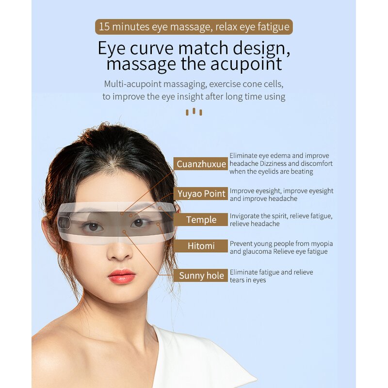 AI Voice Eye Massager - Wholesale Music Vibration Foldable Heat Compression Relief