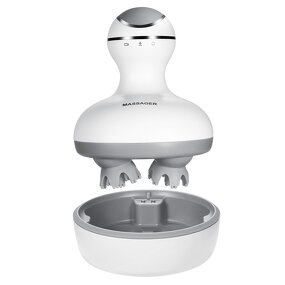 3D Scalp Massager - Waterproof Rechargeable Wireless 4 Head Vibrating Aluminum