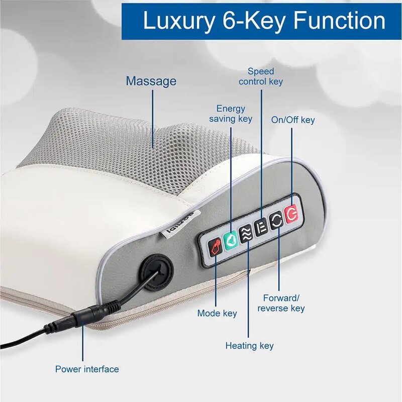 Multifunctional Massage Pillow - High Quality Head Heat Adjust Home Travel Neck