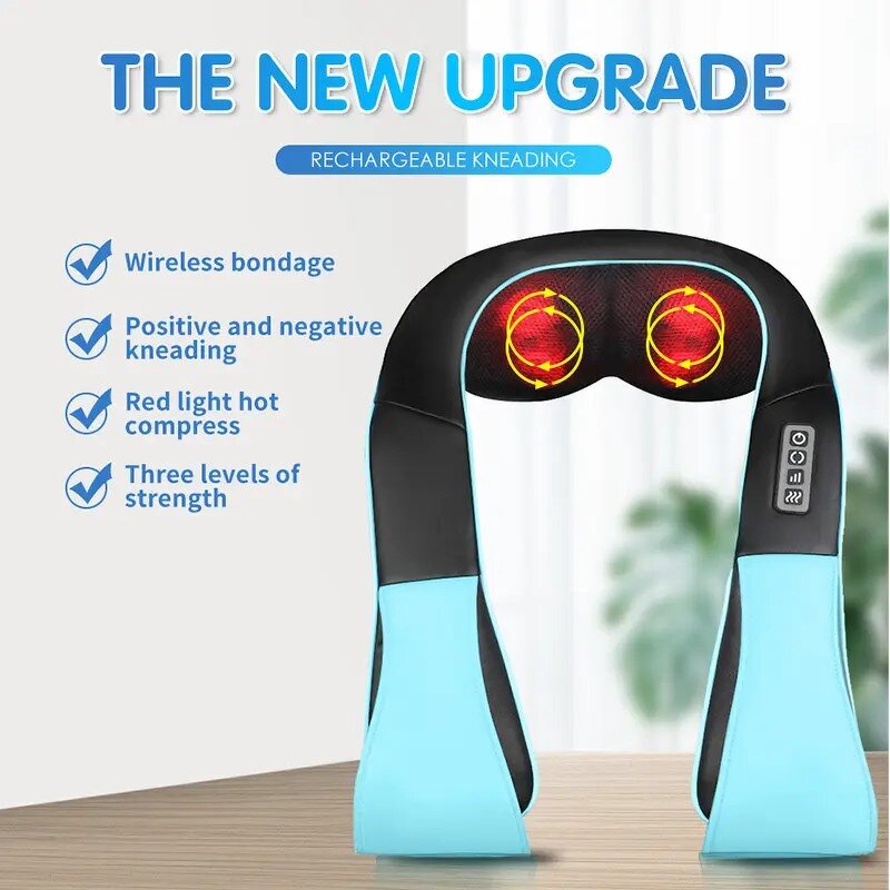 Neck Shoulder Massager - 2025 16 Rounds Rolls Kneading Massage Pillow Relief Tool