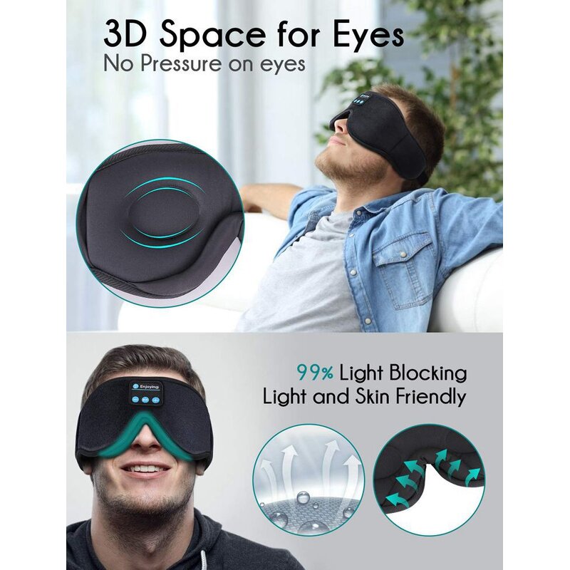 3D Bluetooth Music Eye Mask - Factory Direct 5.3 Binaural Stereo Sound Blackout Sleep