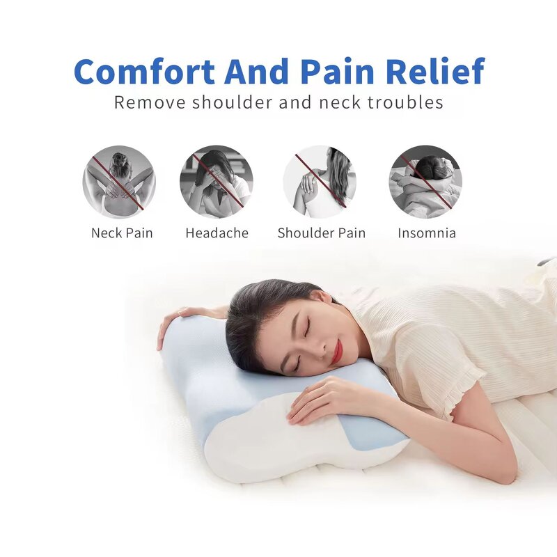 Orthopedic Memory Foam Pillow - Ergonomic Deep Sleep Cervical Neck Support Massage Relief