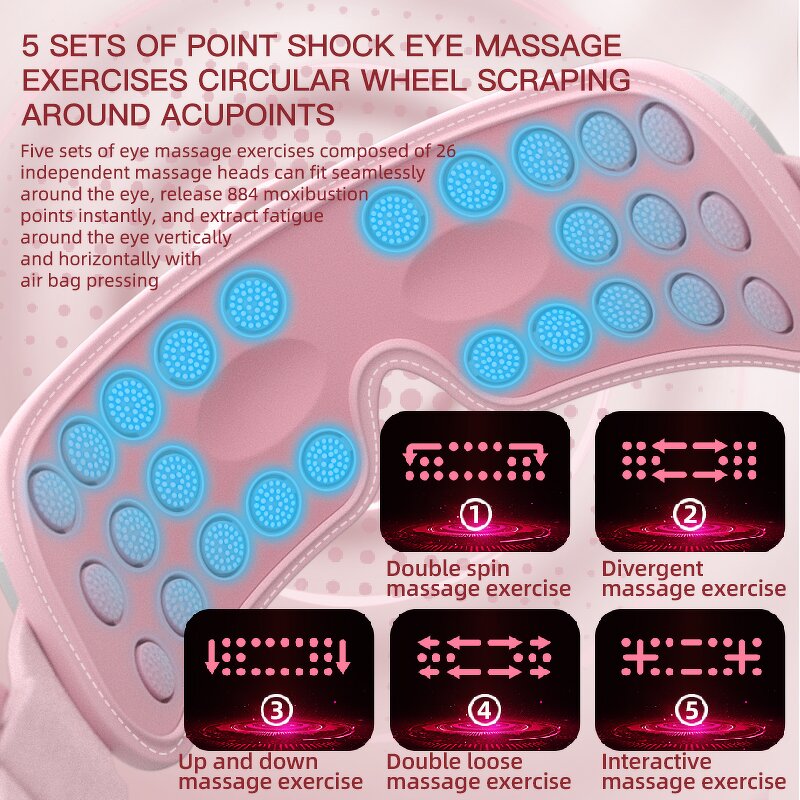 Smart Digital Eye Massager - Portable Handheld Heated Compress Air Pressure Vibration Skin Tightening