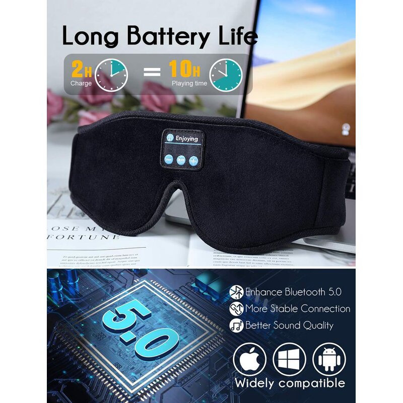 3D Bluetooth Sleep Mask - New Arrival Musicozy Upgraded Private Label Handheld Music Dark Circles