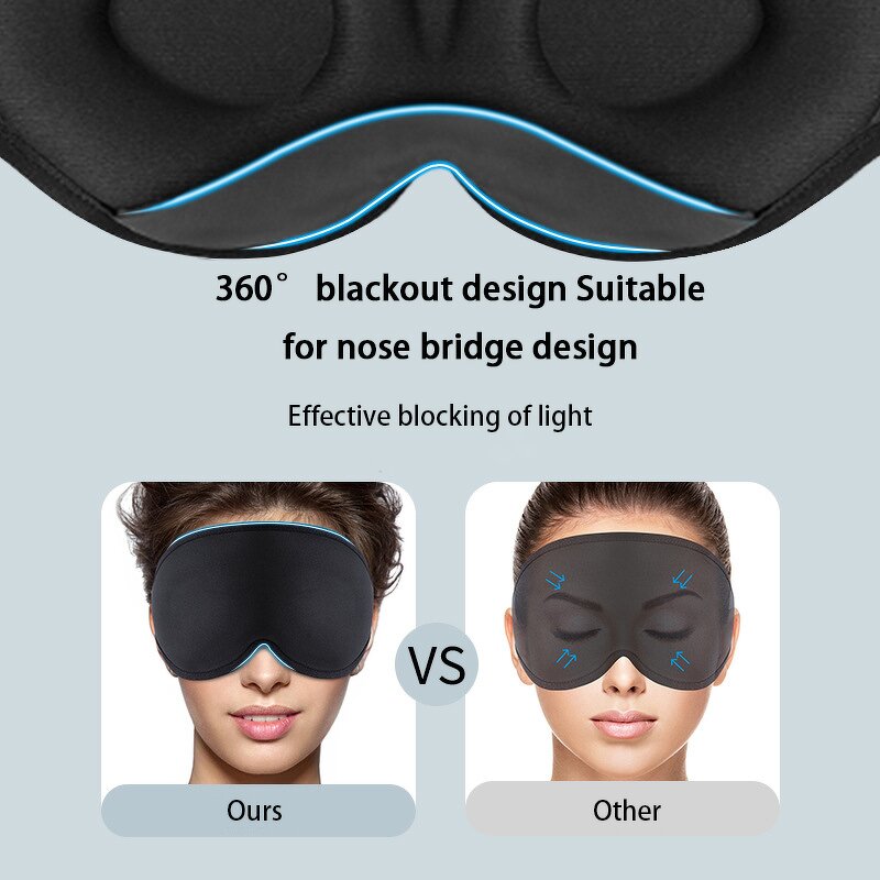 3D Contoured Sleep Mask - Soft Comfort Eye Shade Cover Night Sleep Light Blocking Blindfold