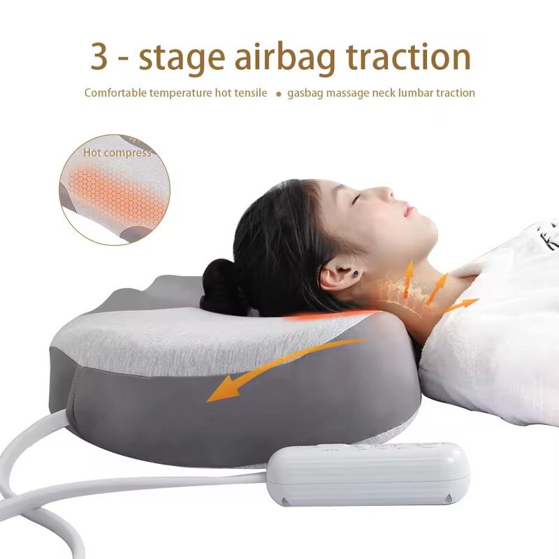 3-in-1 Smart Pillow - Height Adjustable Hot Compress Airbag Massage Neck Shoulders Controller