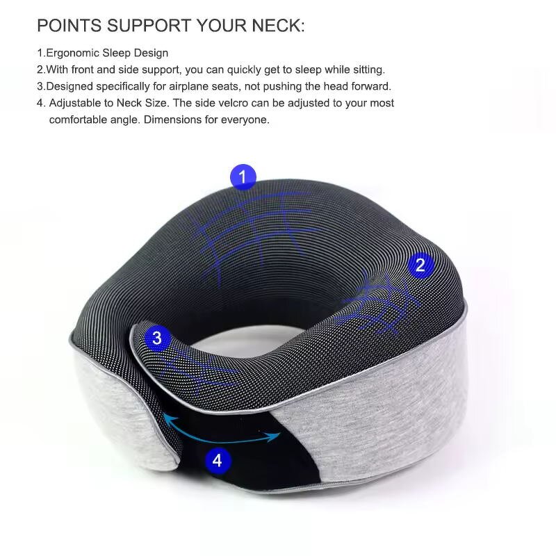 Memory Foam Neck Pillow - Customization Slow Rebound Folding Camping Airplane Car Office Travel