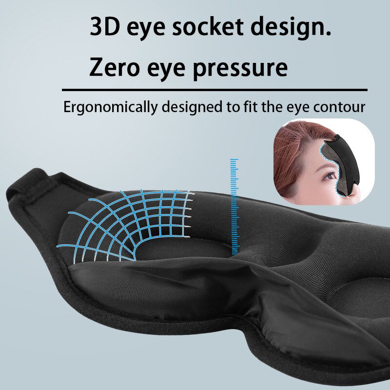 3D Contoured Sleep Mask - Soft Comfort Eye Shade Cover Night Sleep Light Blocking Blindfold