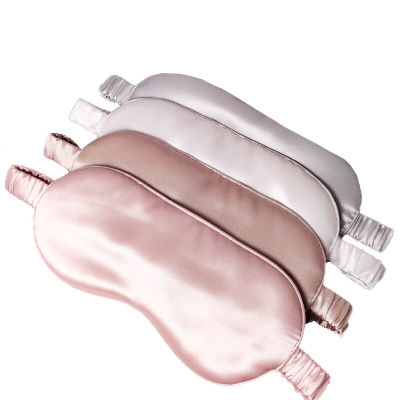 Elastic Silk Sleep Mask - Adjustable Custom Logo Natural Satin Travel Size Eye Health Care