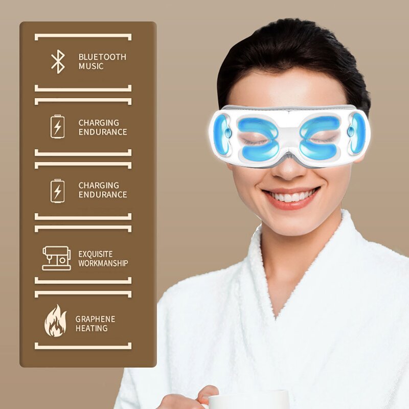 Smart Digital Eye Massager - Handheld Heated Compress Air Pressure Vibration Dark Circles Relief