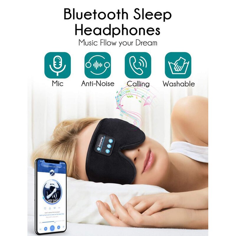 3D Bluetooth Sleep Mask - Top Sell Hand Held Waterproof Noise Cancelling Earbuds Dark Circles