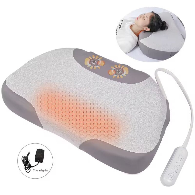 3-in-1 Smart Pillow - Height Adjustable Hot Compress Airbag Massage Neck Shoulders Controller