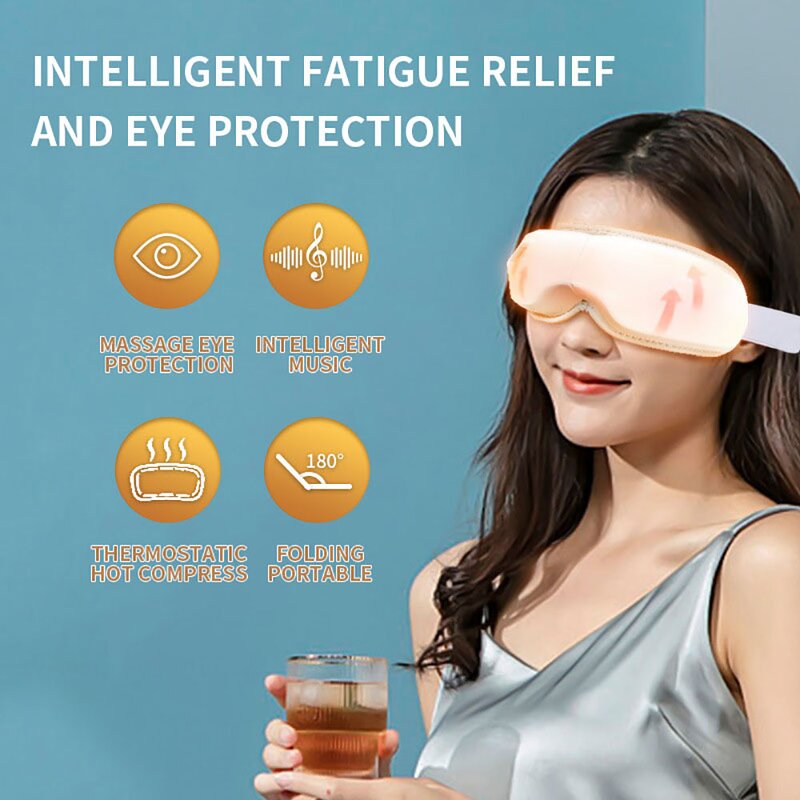 Smart Digital Eye Massager - Handheld Heated Compress Air Pressure Vibration Dark Circles Relief