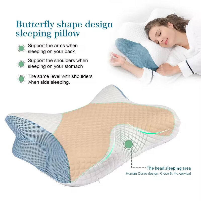 Orthopedic Memory Foam Pillow - High-Level Custom Soft Double Layer Design Massage Bed Pillow