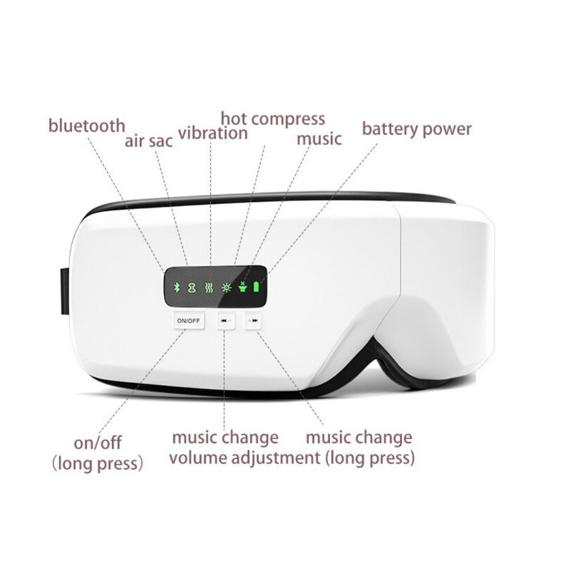 Smart Digital Eye Massager - Handheld Heated Compress Air Pressure Vibration Dark Circles Relief