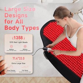 Full Body Red Light Mat - 1370LED 660nm&850nm Infrared 71x33" 1 Year Warranty Relief