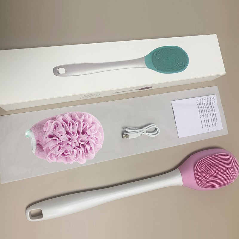 2in1 Electric Bath Brush - Multifunction Long Handle Vibrating Back Body Cleansing Portable