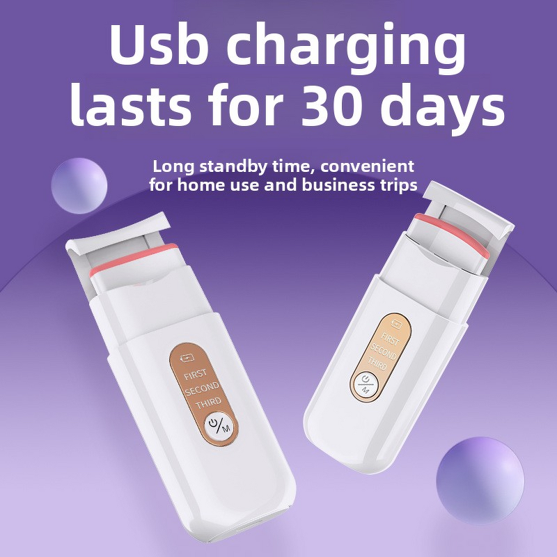 C-Shaped Eyelash Curler - Rechargeable 5s Heat-up 24H Long Lasting Curls Plastic