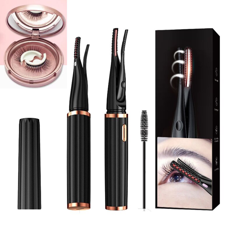 Heated Eyelash Brush - Top Seller 3D Mini Rechargeable Black Curler 1082 Makeup Kit