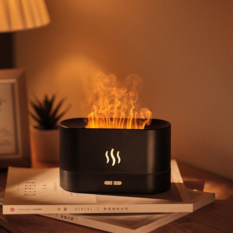Mini Oil Diffuser - Portable 200ml Ultrasonic Flame Essential Oil Aromatherapy Plastic