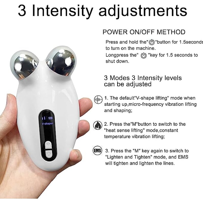 Microcurrent Face Lift Device - Mini LED Wrinkle Remover Skin Tightening Roller Tool