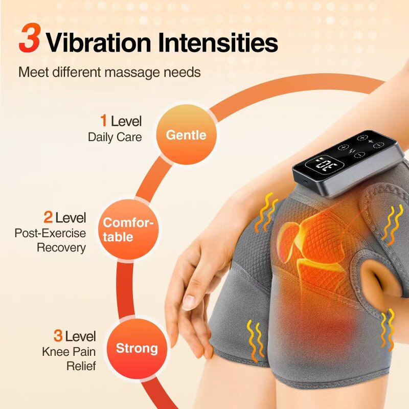 Cotton Knee Massager - Electric Physiotherapy 3-Level Vibration 5-Level Heating Arthritis