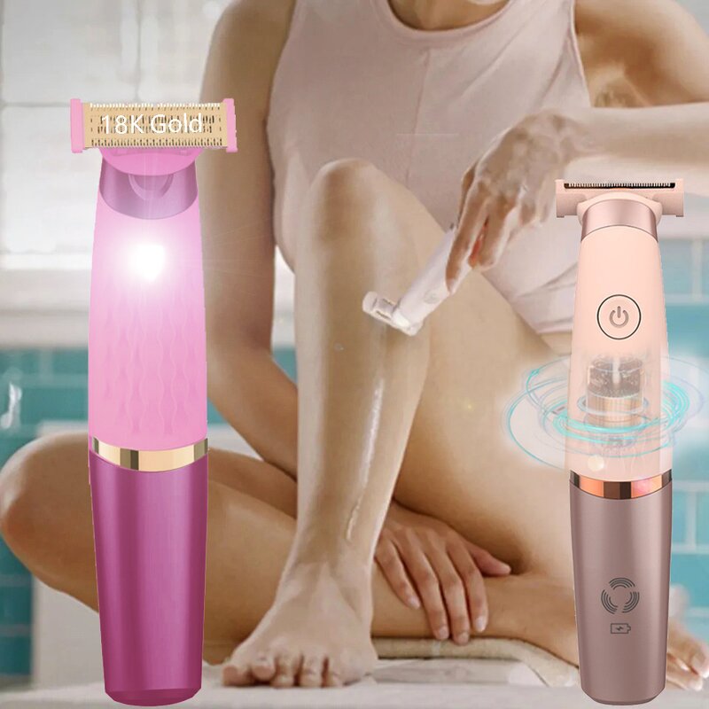 18k Body Hair Remover - Electric Rotating Disc USB Bikini Razor LED Eyebrow Trimmer