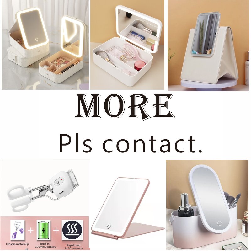 Makeup Bag with Mirror - Nordic 360 Rotate USB LED Waterproof Oval Cosmetic Mirror