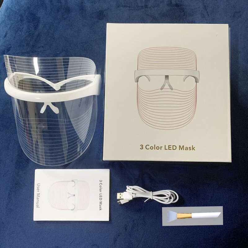 7-Color LED Face Mask - ABS Wireless Korean Photon Red Blue Facial Neck Skin Care